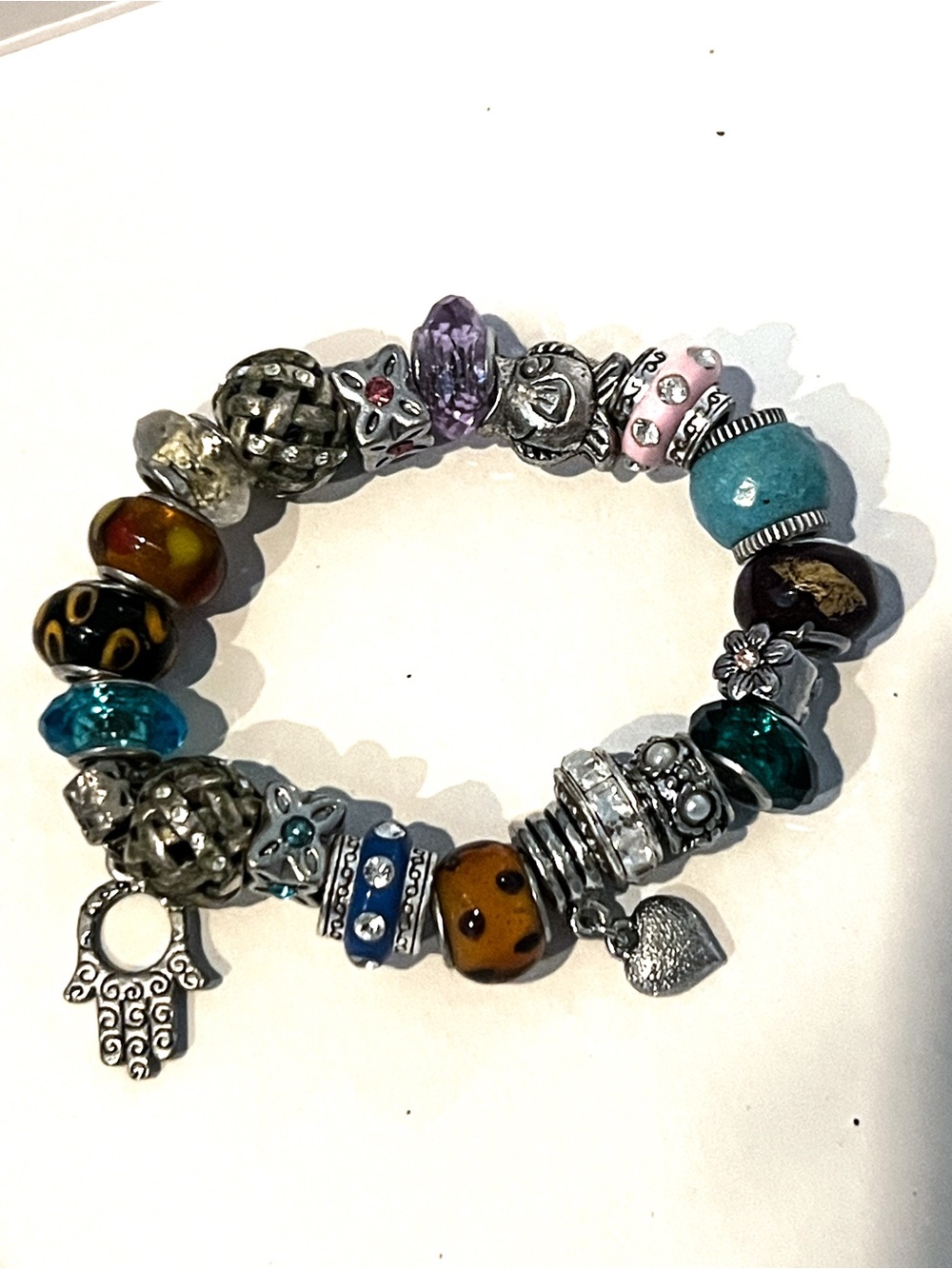pandora authentic charm bundle of 20 sterling silver beads, glass beads RARE